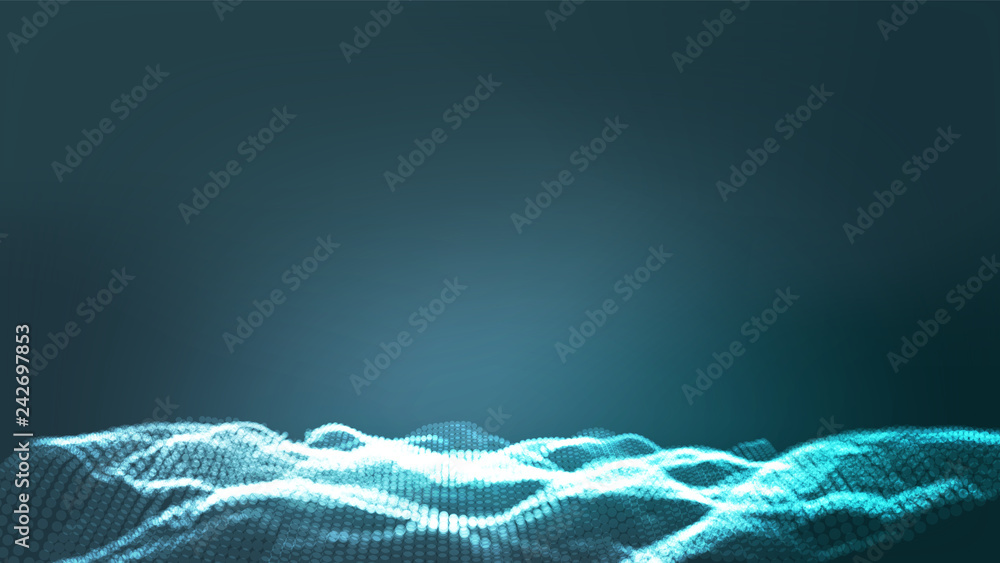 Poster landscape vector. cyber concept. futuristic graphic. relief structure. energy space. topography code