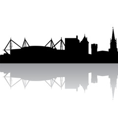 Vector silhouette of Cardiff. UK