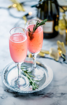 Cranberry prosecco served in glass