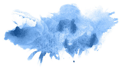 Abstract watercolor background hand-drawn on paper. Volumetric smoke elements. Blue, Marina color. For design, web, card, text, decoration, surfaces.