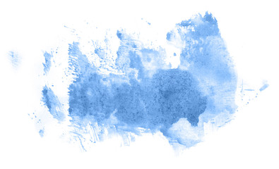 Abstract watercolor background hand-drawn on paper. Volumetric smoke elements. Blue, Marina color. For design, web, card, text, decoration, surfaces.