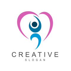 health and happy people logo design