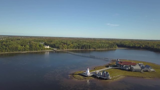 Aerial view of Pays de la Sagouine, Bouctouche, New Brunswick, Canada.