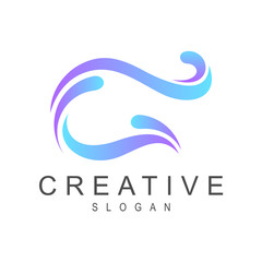 Obraz premium letter c with wave shape, initial letter c logo design, wave icon, letter c logo design