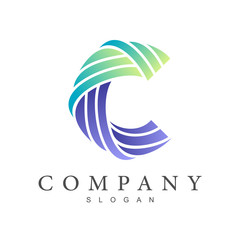 creative line art letter c logo design, letter c with line style