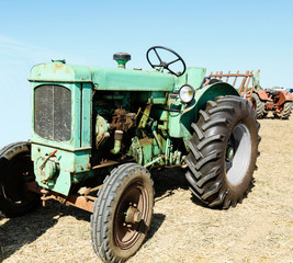 Old tractor in field