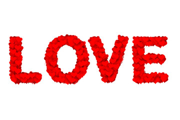 Love alphabet letters on white background. Conceptual valentines day celebration.  Illustration.