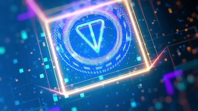 abstract paper plane concept logo. Financial and business sign on digital background. Video with bokeh, neon lights.