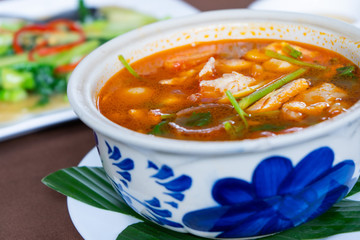 Tom Yum chicken in restaurant