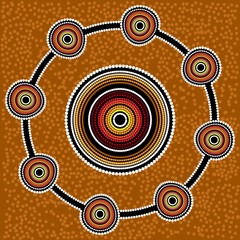 Aboriginal art vector background. Fish