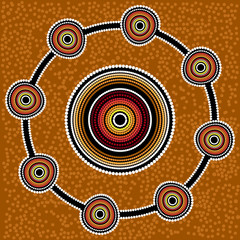 Aboriginal art vector background. Fish