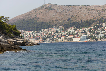 DUBROVNIK, CROATIA - AUGUST 22 2017: view from the sea of Dubrovnik town in Croatia