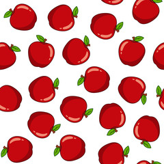 Seamless pattern with red apples