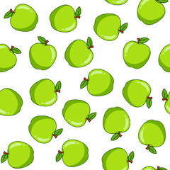 Seamless pattern with green apples