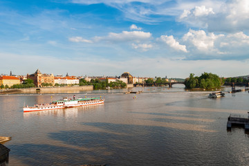 Naklejka premium River Vltava panoramic view Prague, Czech Republic 