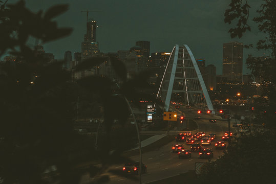 traffic in the city at night