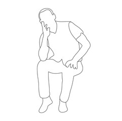 sketch of a man sitting, lines