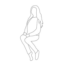 sketch girl, woman sitting