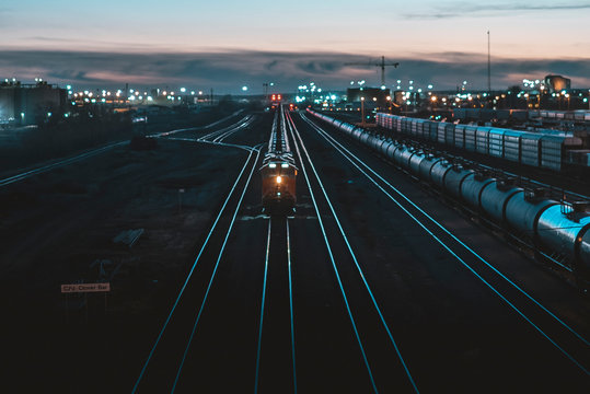train at sunrise