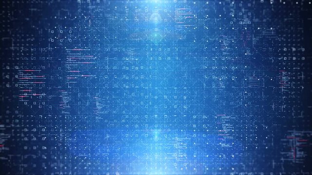 Abstract looped technological background with futuristic elements, lines and numbers. Perfect for background in your project, presentation.