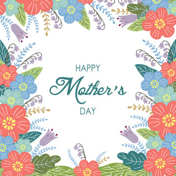 Happy mothers day, Floral hand draw design concept, Flowers with text on a white background, vector