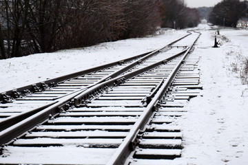 Railway track in winter