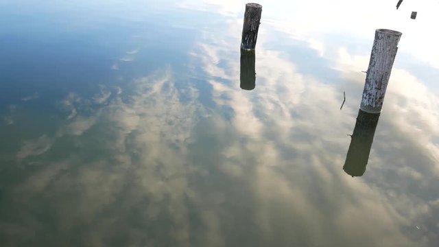 clouds reflected in the lagoon of Narta, Zvernec Islet, Albania
