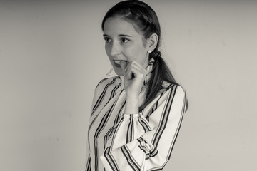 Girl with emotions sad anger mad scream