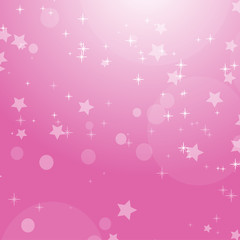 Pink romantic abstract background with stars and circles. Simple flat vector illustration.