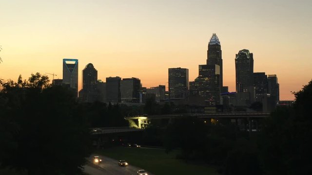 Downtown Charlotte, North Carolina  skyline at sunset
