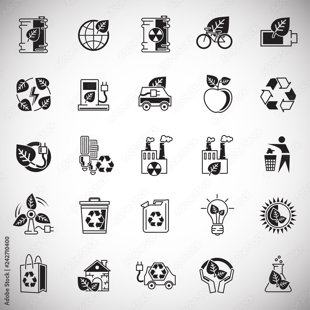 Fototapete Ecology icons set on white background for graphic and web design, Modern simple vector sign. Internet concept. Trendy symbol for website design web button or mobile app
