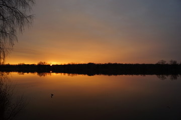 Fototapeta na wymiar Sunset and pond (Třeboňsko, South Bohemia)