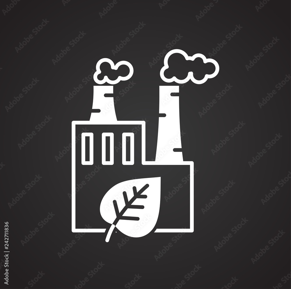 Poster bio manufacturing icon on black background for graphic and web design, modern simple vector sign. in