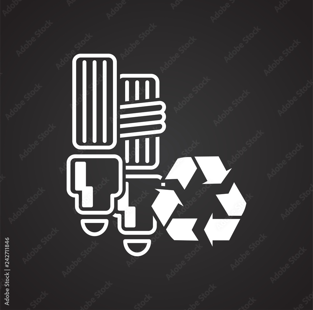 Poster ecology recycling icon on black background for graphic and web design, modern simple vector sign. in