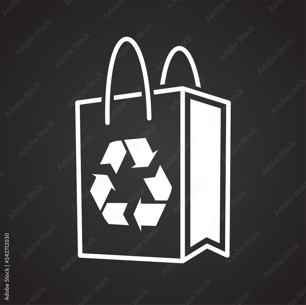 Poster ecology recycling icon on black background for graphic and web design, modern simple vector sign. in