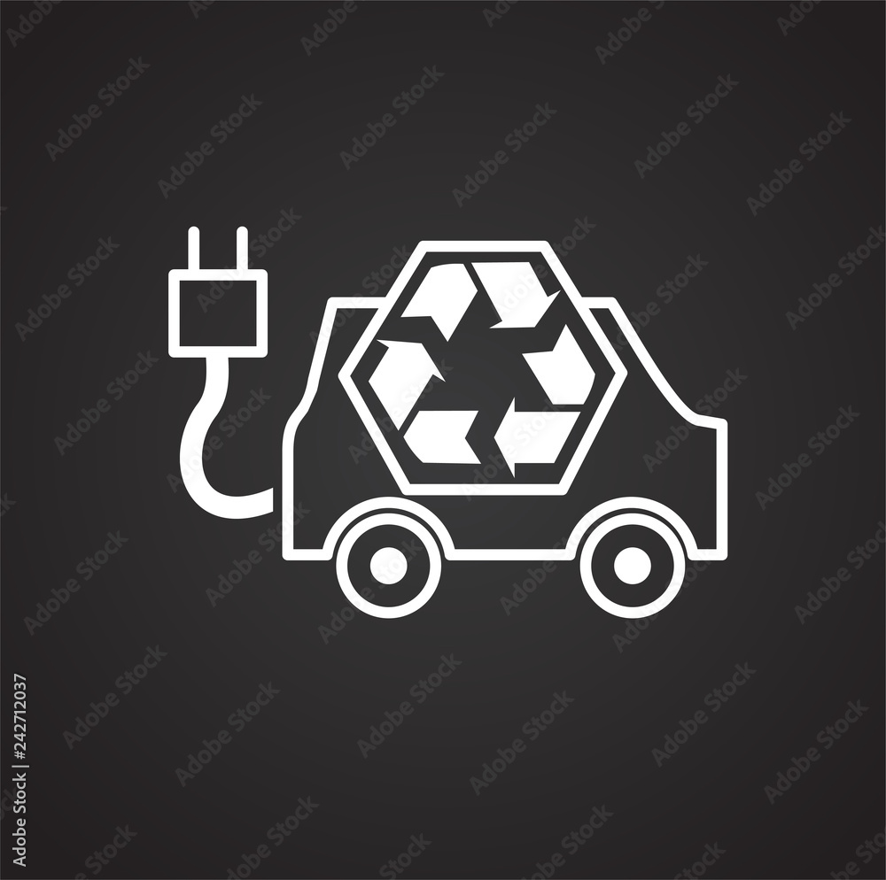 Poster ecology transportation icon on black background for graphic and web design, modern simple vector sig