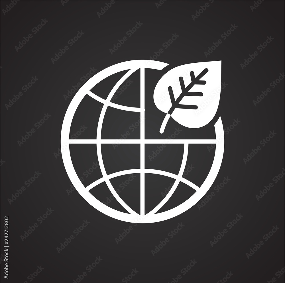 Fototapete Ecology world icon on black background for graphic and web design, Modern simple vector sign. Internet concept. Trendy symbol for website design web button or mobile app
