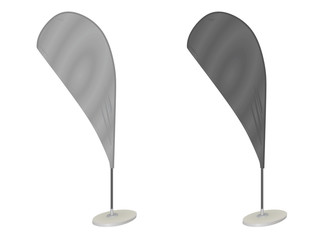 Grey promo flag vector illustration