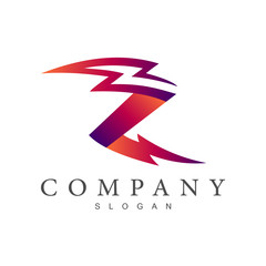 letter Z logo with thunder style