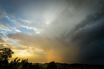 Heavy clouds on sunset