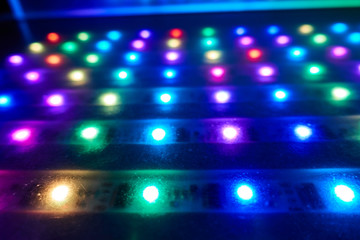 Strips of multicolored LED lights 