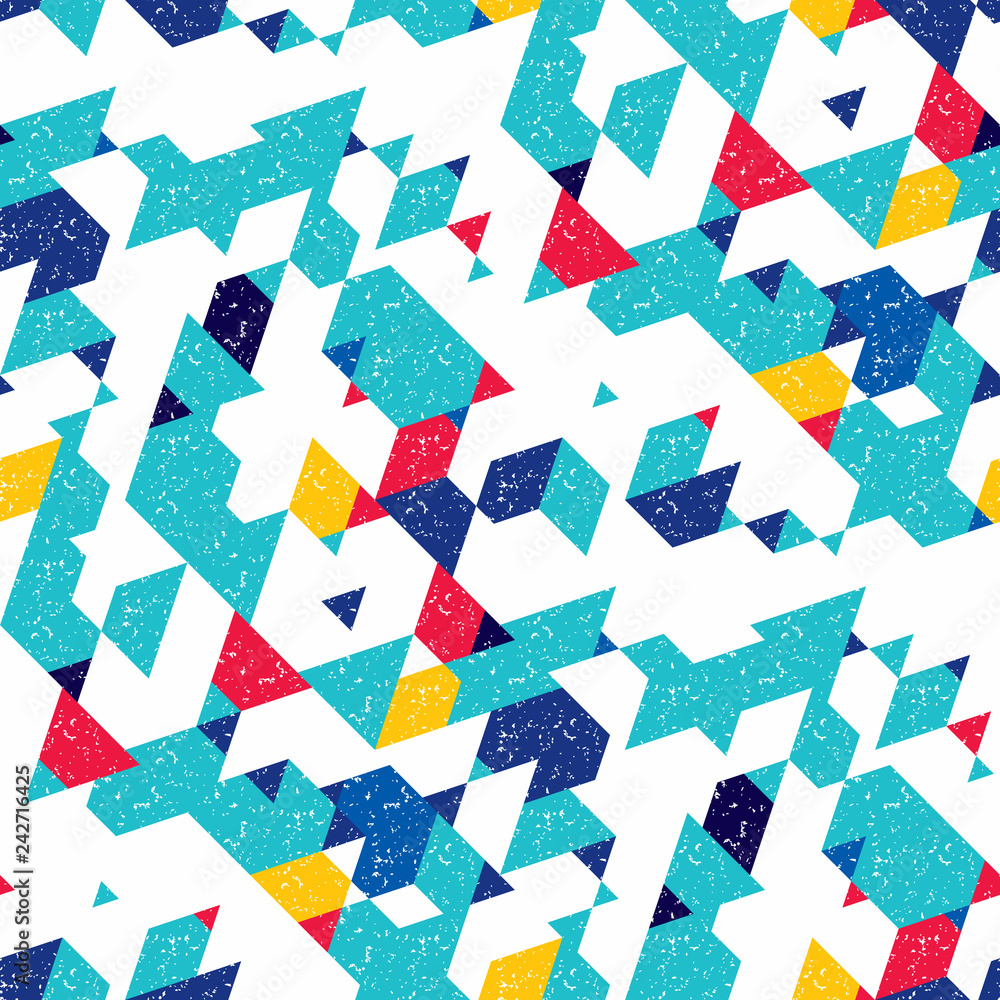 Poster Abstract seamless pattern of many triangles. Pattern with a geometric texture in grunge style.