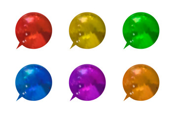 Vector Set of Colorful Metallic Textured 3D Talk Bubbles, Different Colors Speech Frames Isolated.