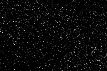 Chaotic white bokeh on a black background, light spots texture, abstraction, falling snow, starry sky, bright glare of light texture 