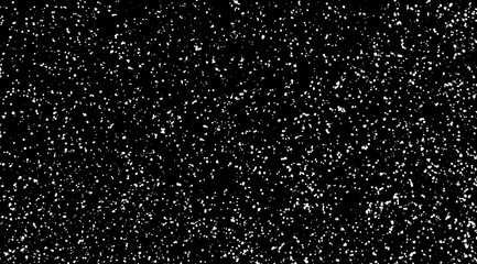Chaotic white bokeh on a black background, light spots texture, abstraction, falling snow, starry sky, bright glare of light texture 