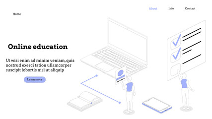 Landing page template. Programming course modern flat design isometric concept. Landing page template for online course. Conceptual isometric vector illustration for web and graphic design.