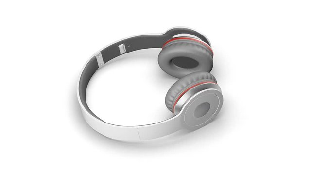 Gray headphones on white 3d render Isometric view