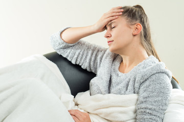 a sick girl with the cold