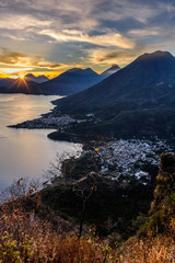 Sunrise over Lake Atitlan & 5 volcanoes, Guatemala