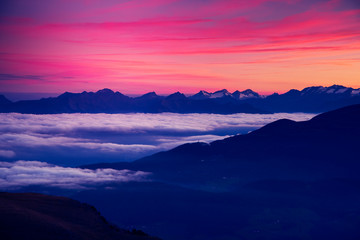 Scenic surroundings of the national park Gardena. Location place Seceda peak, Dolomites. Tyrol, Italy.